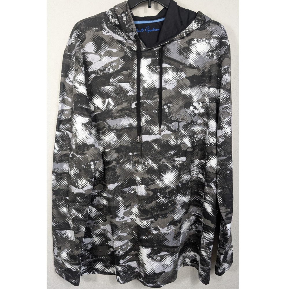 Robert Graham‎ Hoodie Mens 4XLT Gray Black Camo Long Sleeve Drawstring NWT
